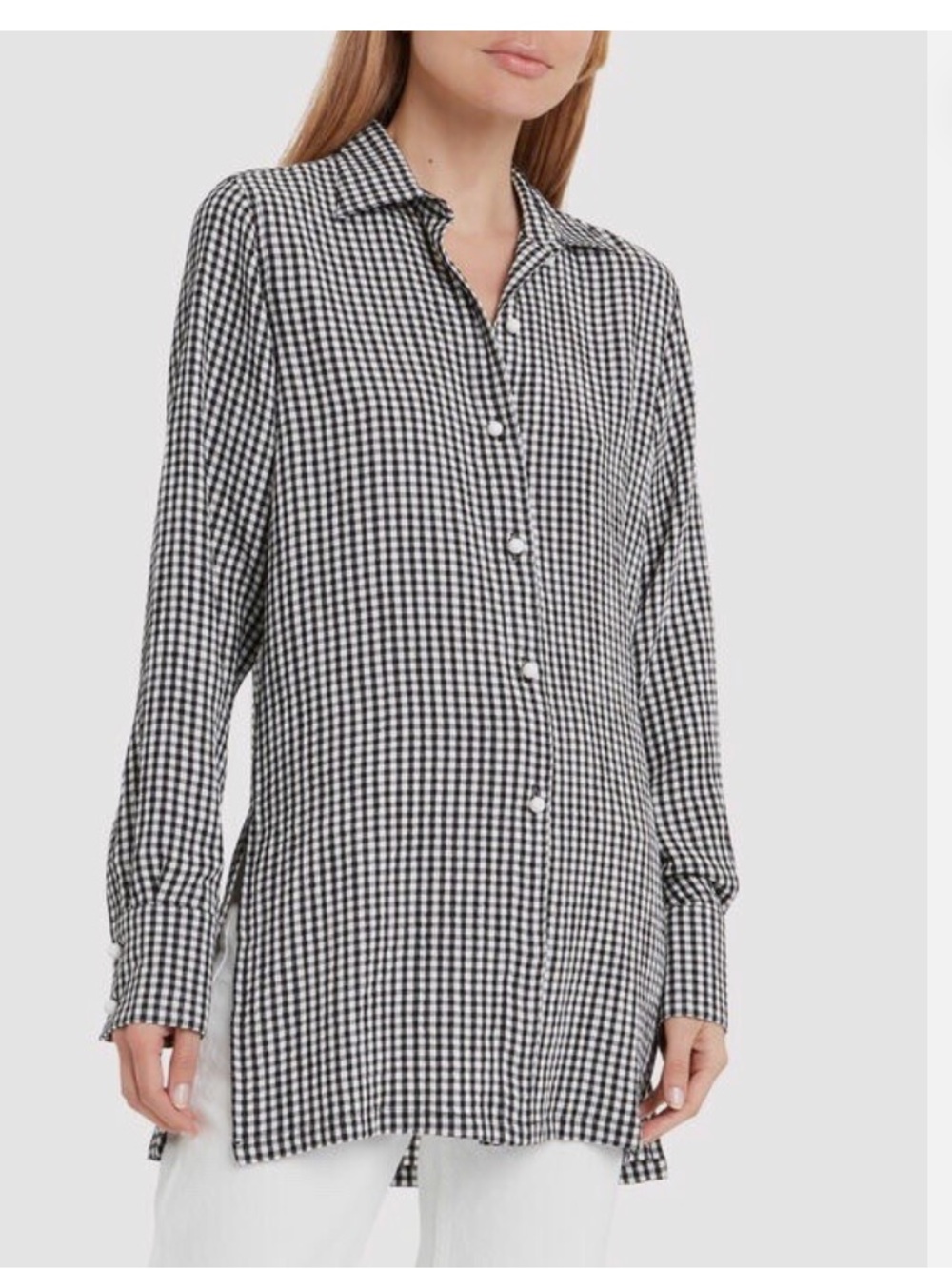Solid & Striped Blouse Shirt Gingham Button Down Top Open Back Checkered